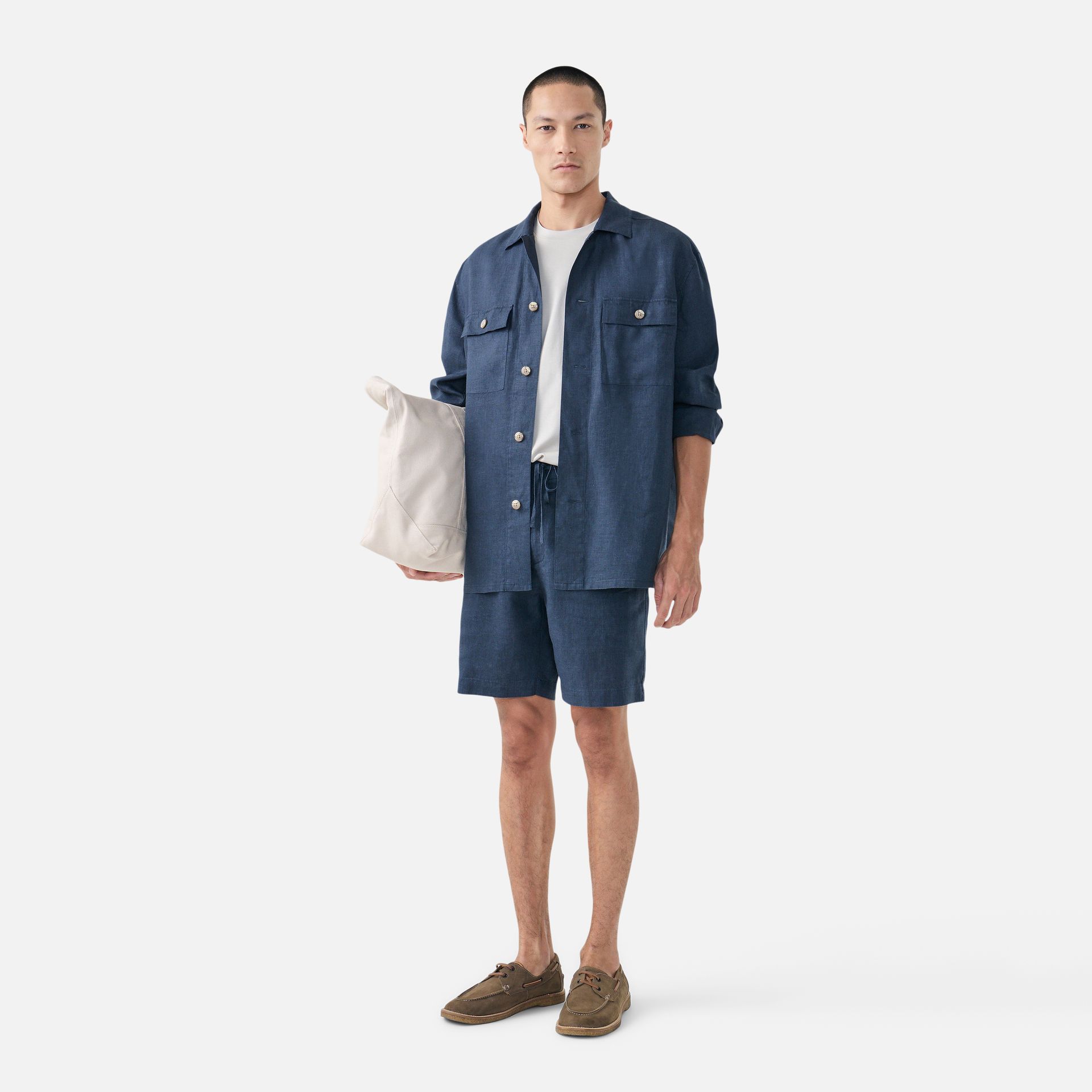 Overshirt Cânhamo Santorini Azul Marinho