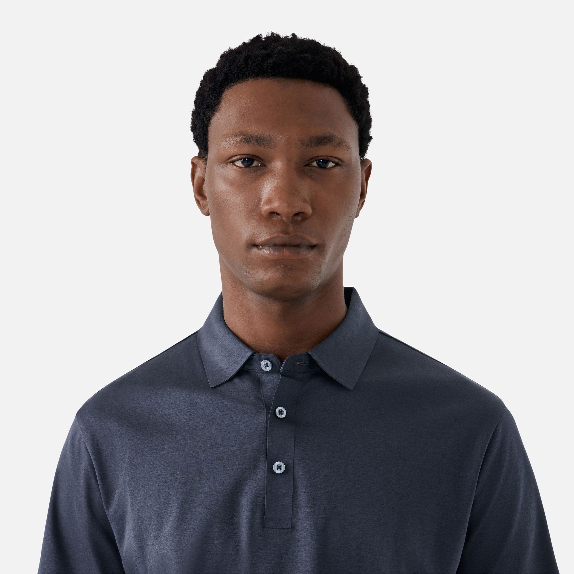 Polo Algodão Seda Azul Marinho