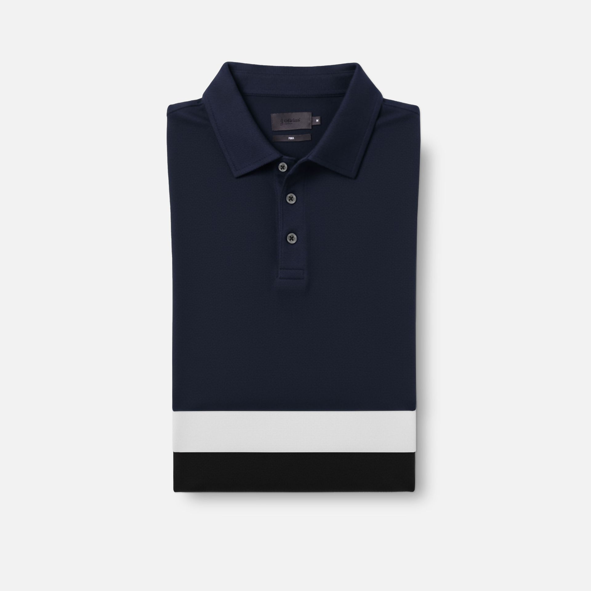 Kit 3 Polos Malha Pima Preto, Branco e Azul Marinho